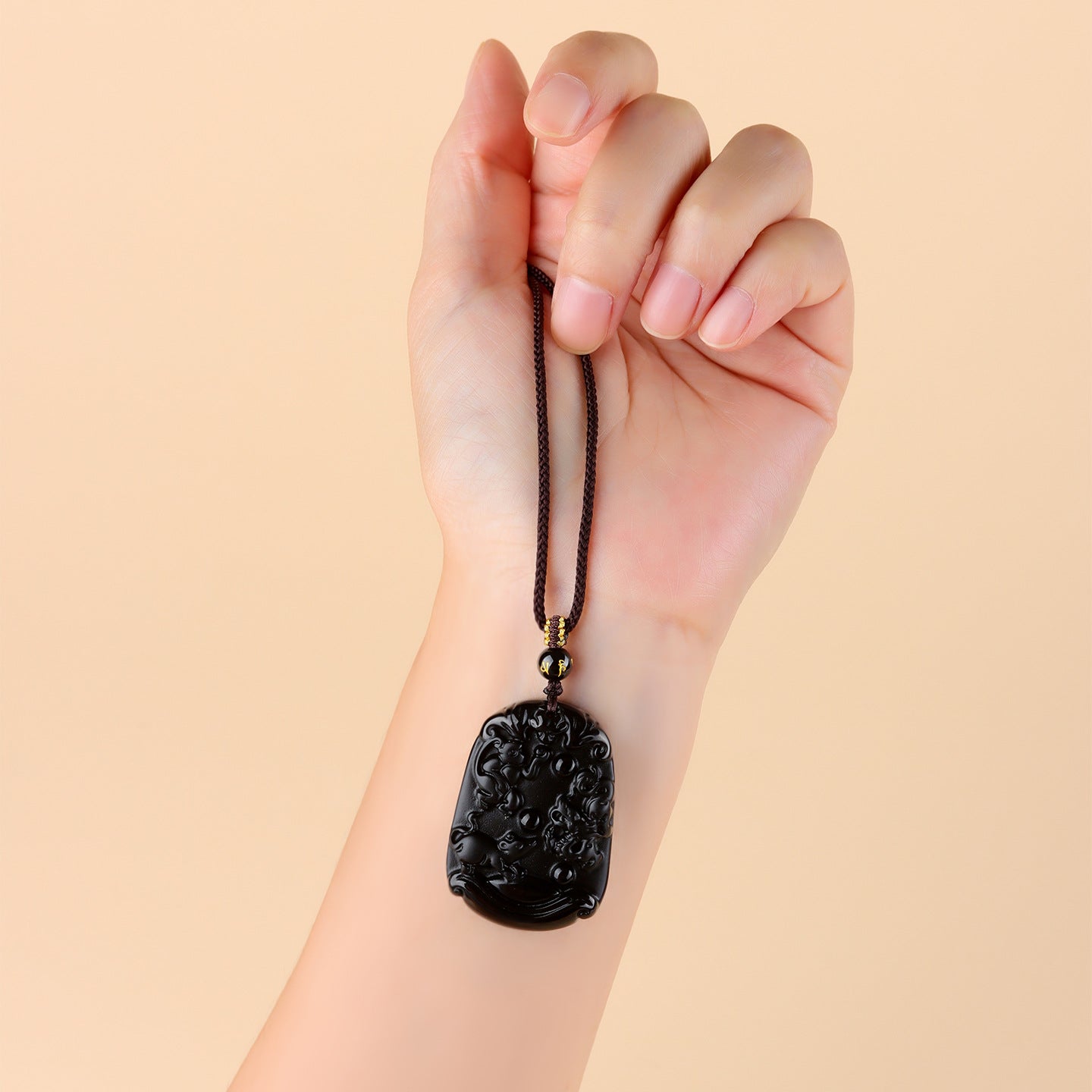 Natural Ice Obsidian Zodiac Triad Pendant Necklace｜Birth Year Protection & Harmony