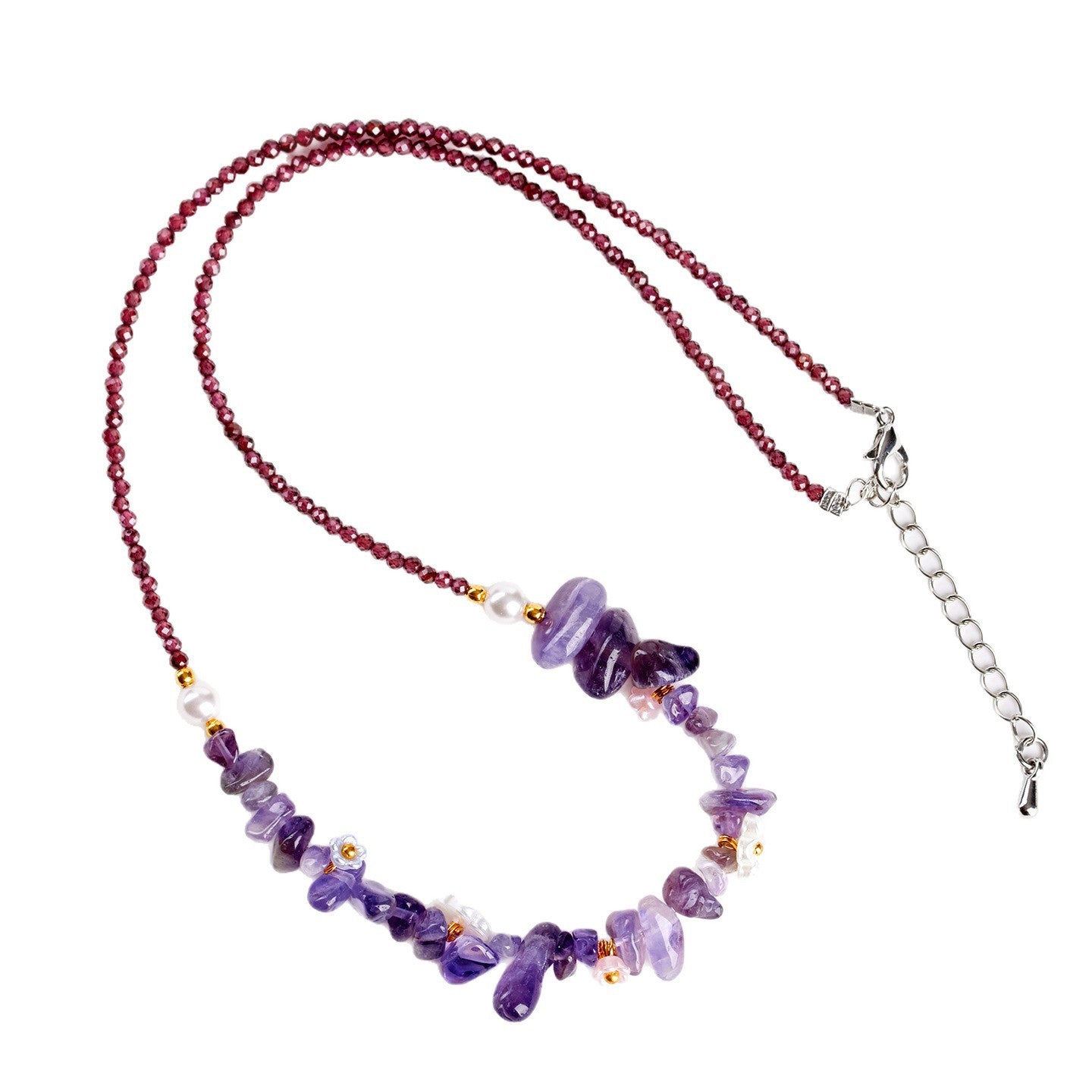 Natural Garnet Amethyst Crushed Stone Multi-Circle Adjustable Bracelet Necklace | Spiritual Protection & Wealth Attraction