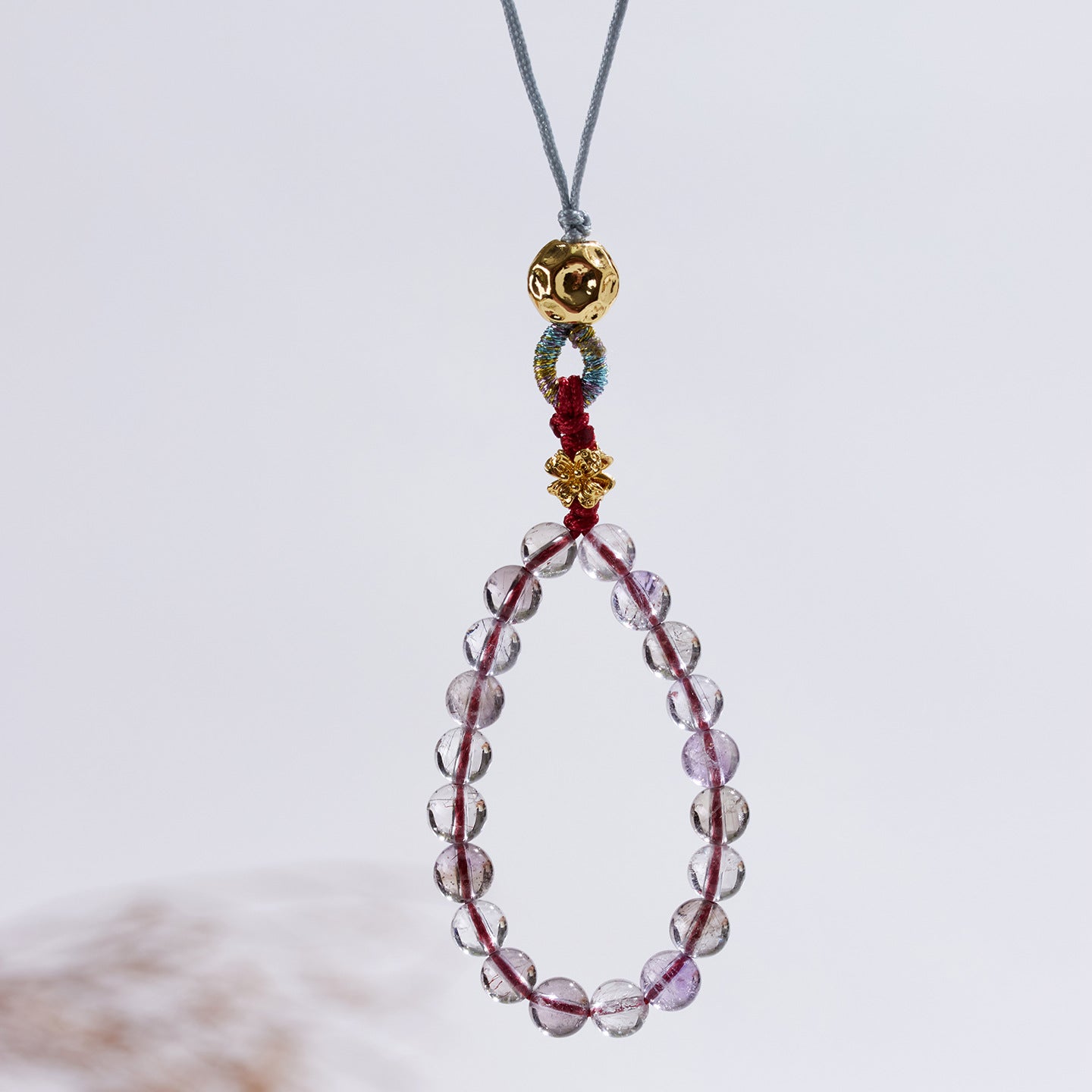 Natural Super Seven Amethyst Phone Chain Pendant – Spiritual Protection & Elegant Energy