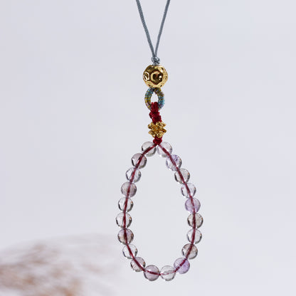 Natural Super Seven Amethyst Phone Chain Pendant – Spiritual Protection & Elegant Energy