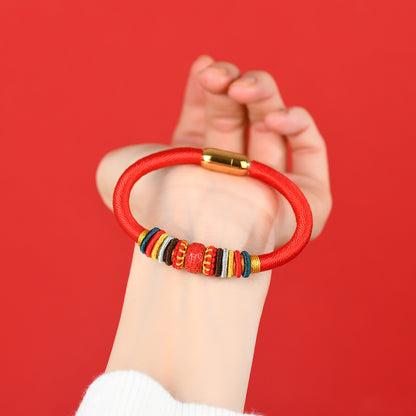 Sacred Garuda Vajra Knot Cinnabar Bracelet - Five Elements Protection for Zodiac Year