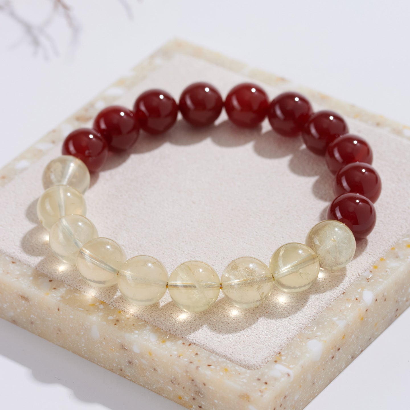 Natural Yellow Crystal Red Agate Bracelet - Lucky Fortune Bead Unisex Couple Chain