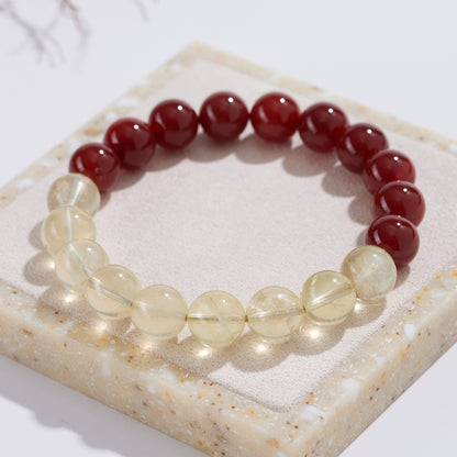 Natural Yellow Crystal Red Agate Bracelet - Lucky Fortune Bead Unisex Couple Chain