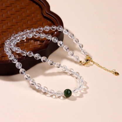 Natural White Crystal Collarbone Necklace | Adjustable Purity Protection Amulet