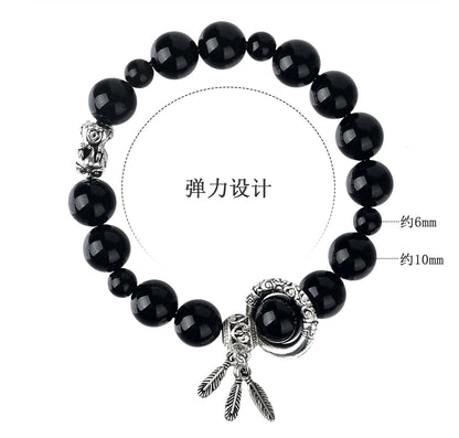 Natural Obsidian Pixiu Bracelet - Chinese Style Women's Wealth and Protection Talisman