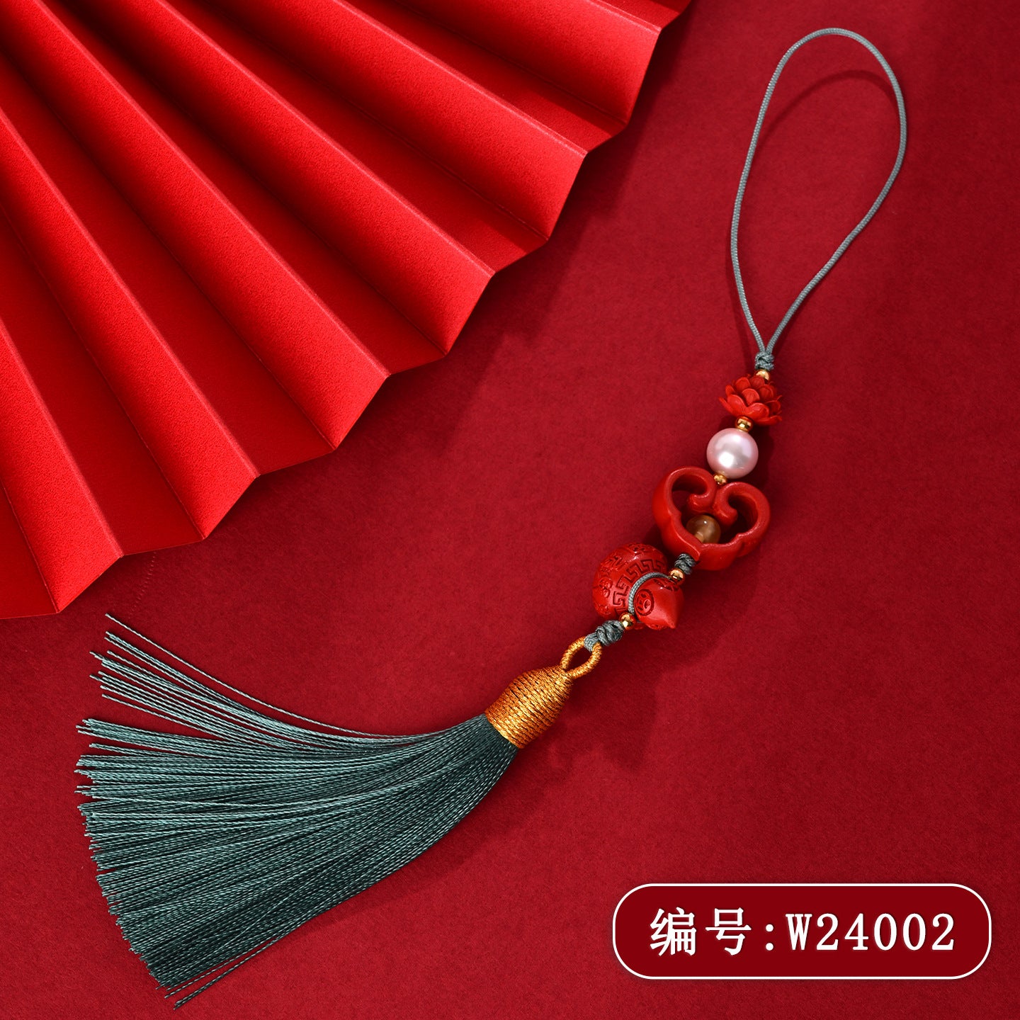 Natural Imperial Red Cinnabar Ruyi Gourd Phone Charm – Protection & Prosperity Talisman