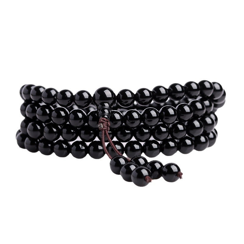 Natural Obsidian 108 Buddha Beads Multi-Circle Bracelet | Spiritual Protection Talisman