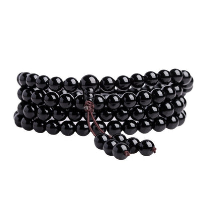 Natural Obsidian 108 Buddha Beads Multi-Circle Bracelet | Spiritual Protection Talisman