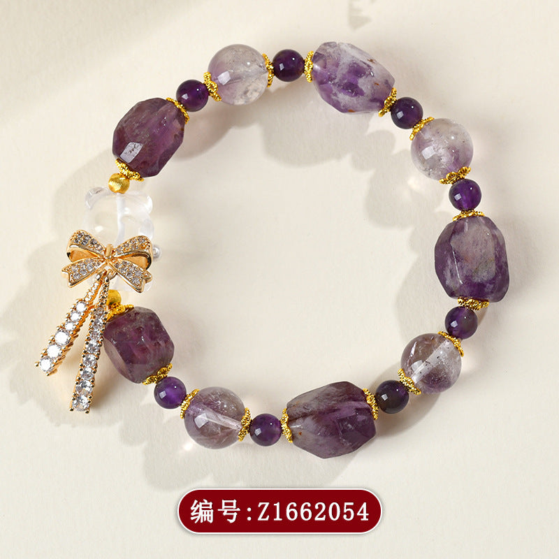 Purple Phantom Amethyst Crystal Bear Bracelet | Romantic Dreamy Talisman