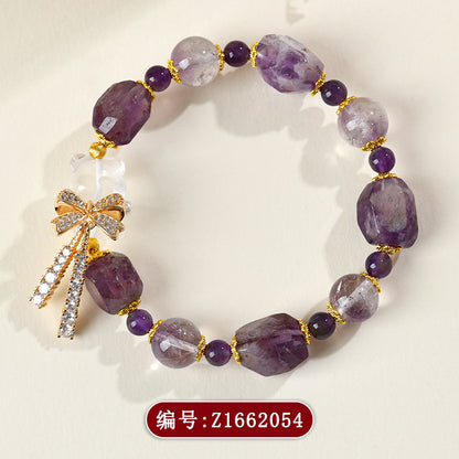 Purple Phantom Amethyst Crystal Bear Bracelet | Romantic Dreamy Talisman