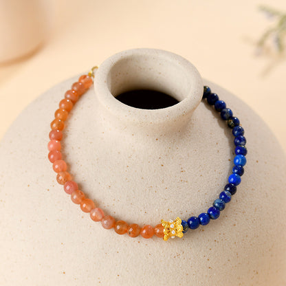 Southern Red Agate Lapis Lazuli Bracelet - Exquisite Petite Women's Spiritual Jewelry for Protection and Wisdom