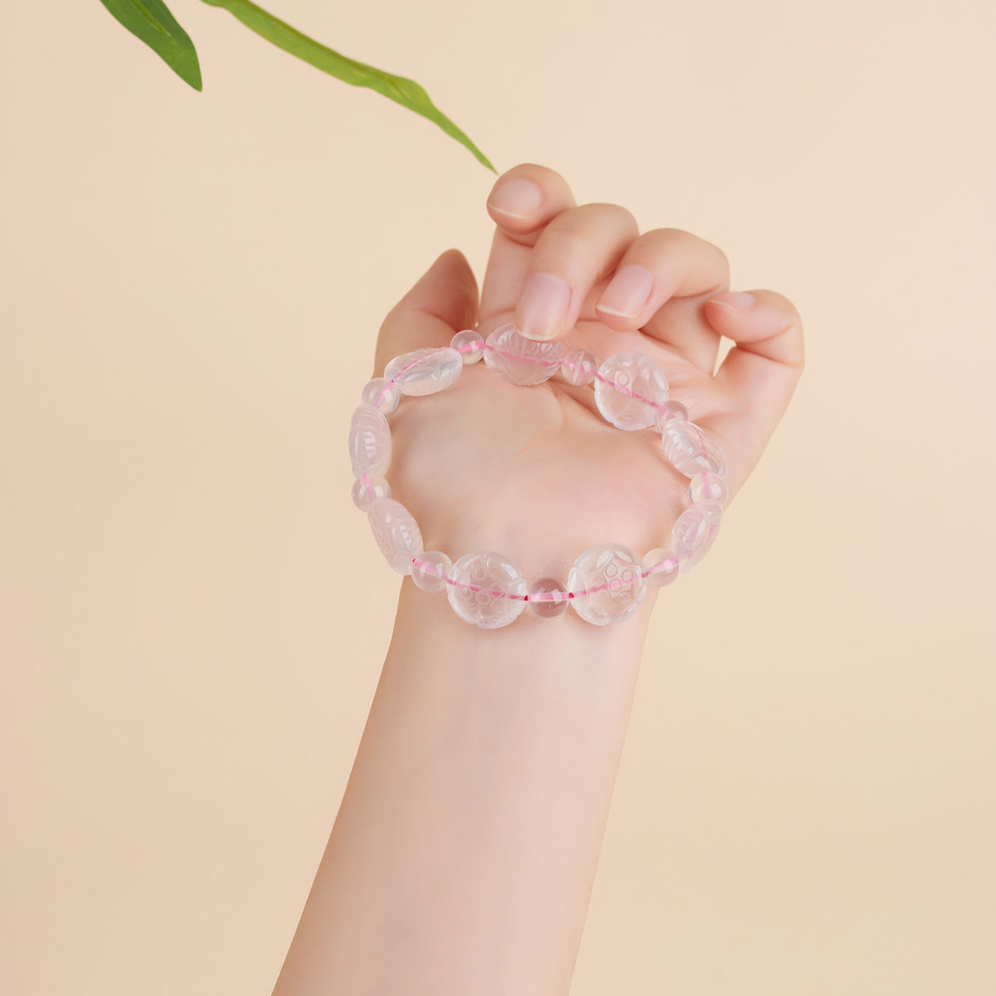 Natural Pink Crystal Lotus Bracelet | Love, Peace & Spiritual Harmony