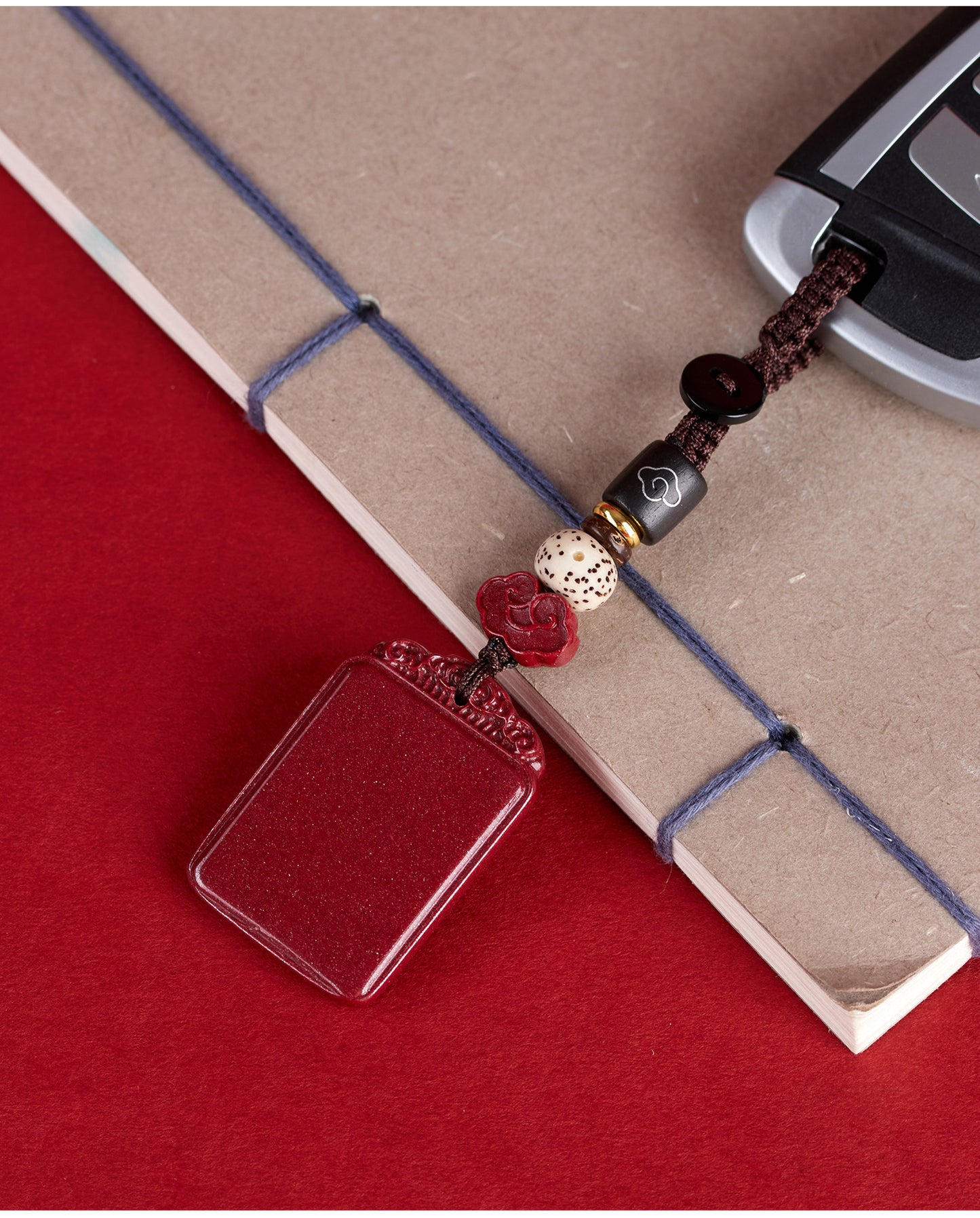 Natural High-Content Cinnabar Purple Gold Sand Keychain Pendant – Mystic Protection and Wealth Talisman