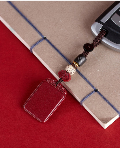 Natural High-Content Cinnabar Purple Gold Sand Keychain Pendant – Mystic Protection and Wealth Talisman