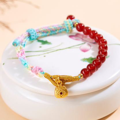 Natural Red Agate Handmade Braided Bracelet | Feng Shui Energy Protection Women's Fashion Accessory