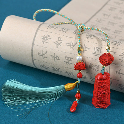Natural High-Content Cinnabar Wenchang Pagoda Pendant - Academic Success and Protection Amulet