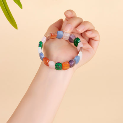 Natural Crystal Multi-Gemstone Bracelet | Elegant Candy Colors for Women's Luck & Harmony