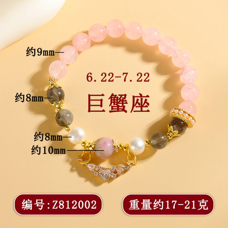 Natural Crystal Zodiac Bracelet - Mystical Astrological Jewelry for Women's Empowerment