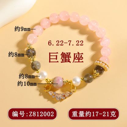 Natural Crystal Zodiac Bracelet - Mystical Astrological Jewelry for Women's Empowerment