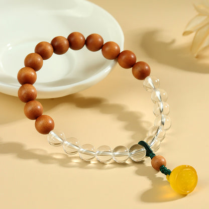 Five Elements Crystal Agate Wooden Bracelet - Balance Energy and Cultural Harmony