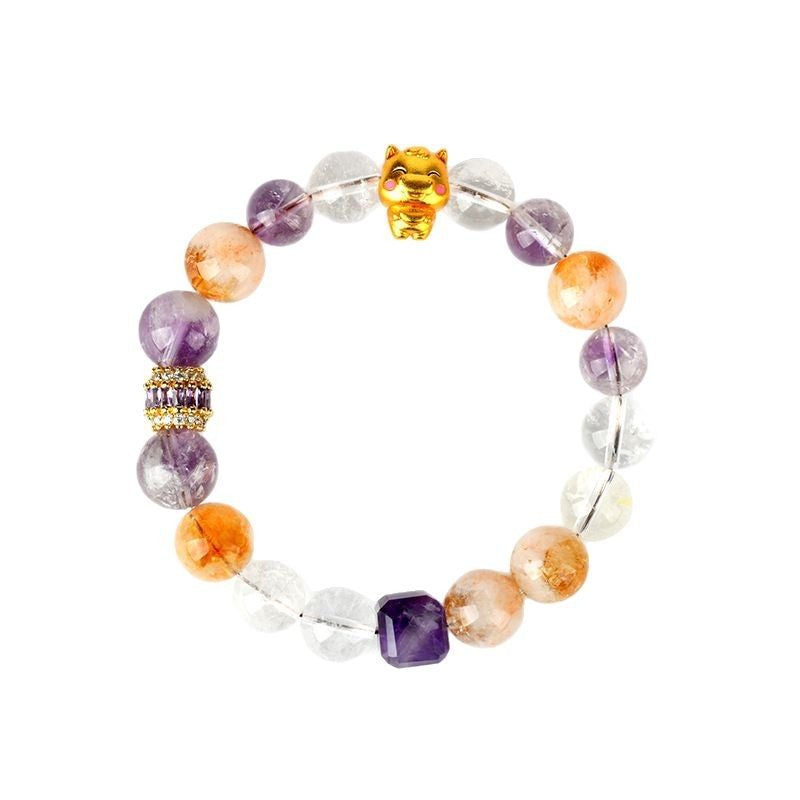 Twelve Zodiac Natural Crystal Multi-Gem Bracelet - Cosmic Harmony & Fortune Attractor