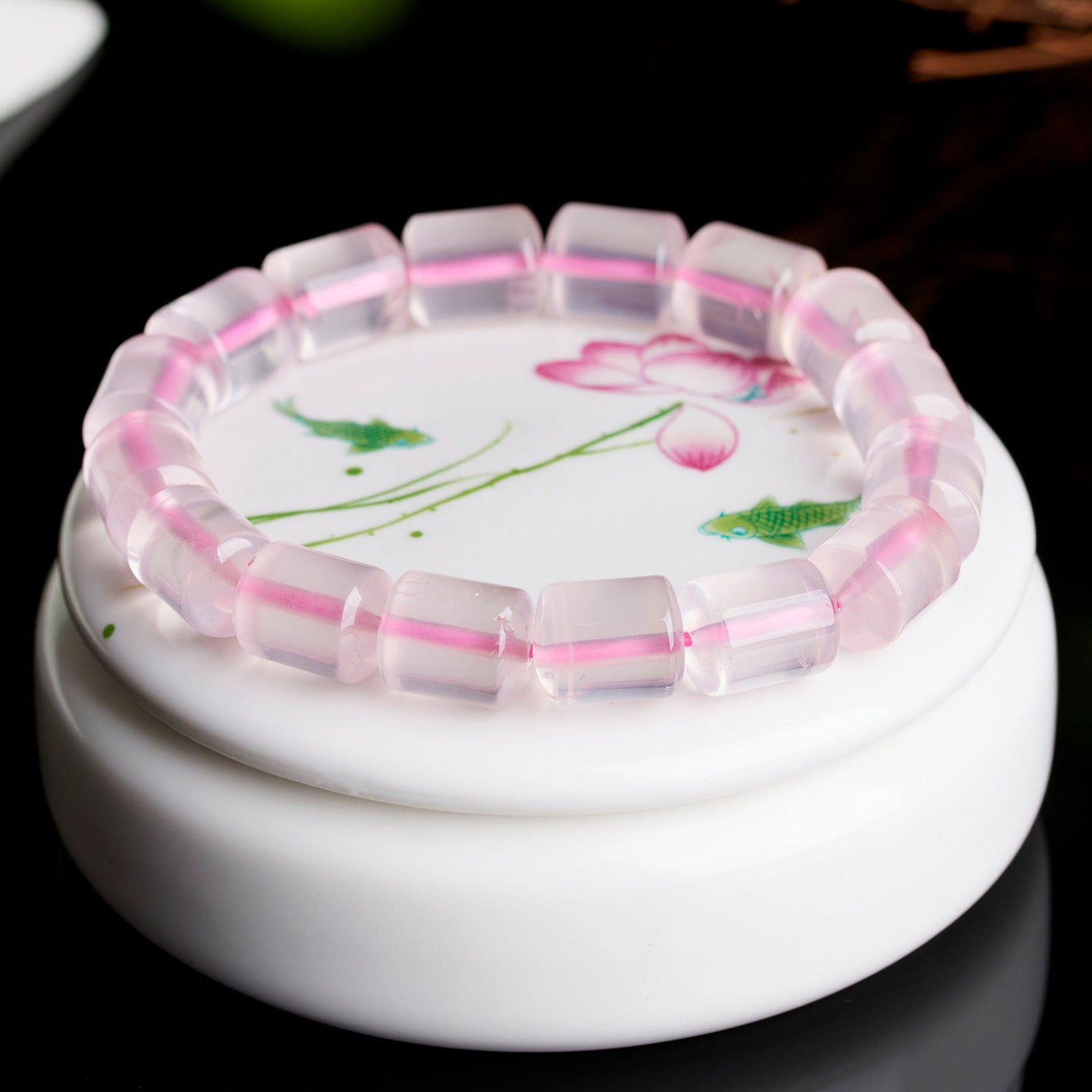 Natural Rose Quartz Barrel Bead Bracelet | Love Harmony Energy Jewelry