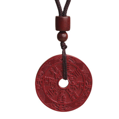 Natural Cinnabar Mountain Ghost Flower Pendant - Purple Gold Sand Raw Ore Amulet for Protection and Fortune