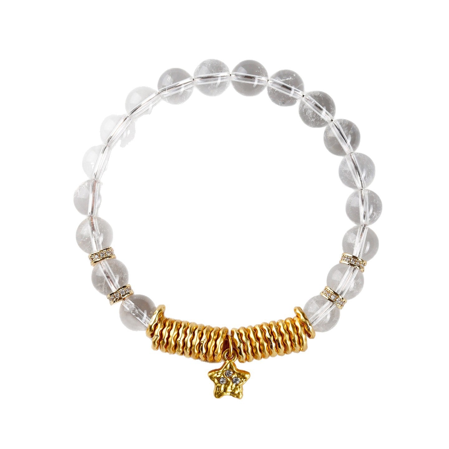 White Crystal Coiled Star Bracelet | Chinese Style Spiritual Energy Jewelry for Women