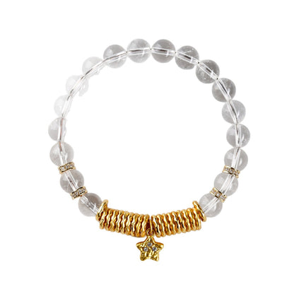 White Crystal Coiled Star Bracelet | Chinese Style Spiritual Energy Jewelry for Women