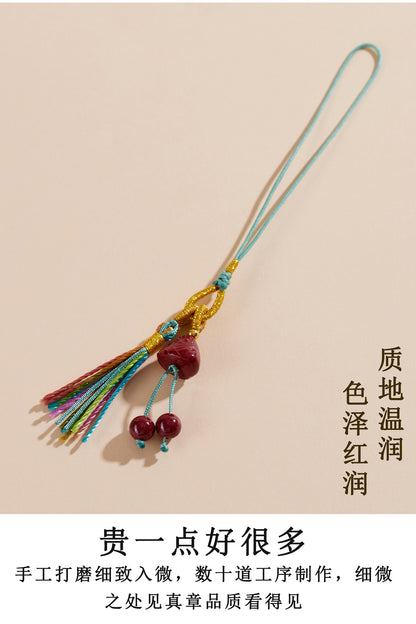 Natural Purple Gold Cinnabar Zongzi Phone Pendant - Exquisite Protection Charm for Luck and Safety