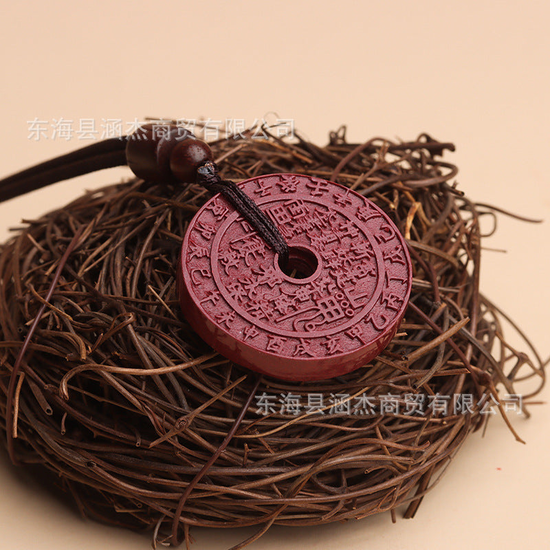 Natural Cinnabar Mountain Ghost Flower Pendant - Purple Gold Sand Raw Ore Amulet for Protection and Fortune