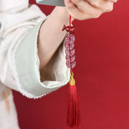 Natural Purple Gold Cinnabar Five Emperors Coin Gourd Amulet for Protection and Wealth