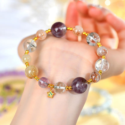 Natural Crystal Multi-Gem Bracelet | Amethyst & Silver Spiritual Protection Talisman