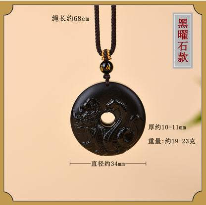 Natural Ice Obsidian Xuanwu Peace Pendant | Five Elements Hydration & Protection Unisex Necklace