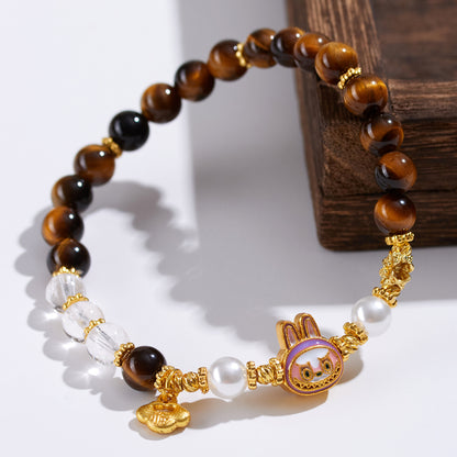 Natural Tiger Eye and White Crystal Energy Bracelet for Women - Harmony and Protection