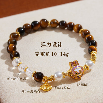 Natural Tiger Eye and White Crystal Energy Bracelet for Women - Harmony and Protection