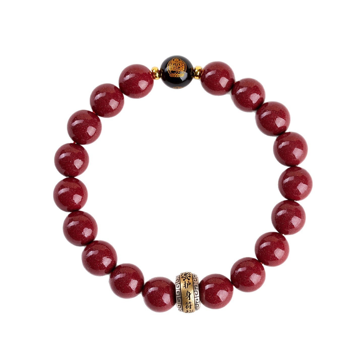 Purple Gold Cinnabar Six-Word Mantra Zodiac Bracelet - Spiritual Protection for Men & Women