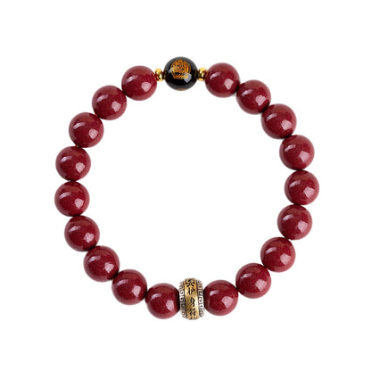 Purple Gold Cinnabar Six-Word Mantra Zodiac Bracelet - Spiritual Protection for Men & Women