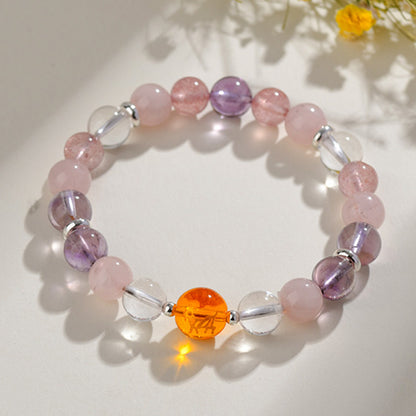 Natural Multi-Gemstone Twelve Zodiac Crystal Bracelet - Spiritual Protection & Luck Charm