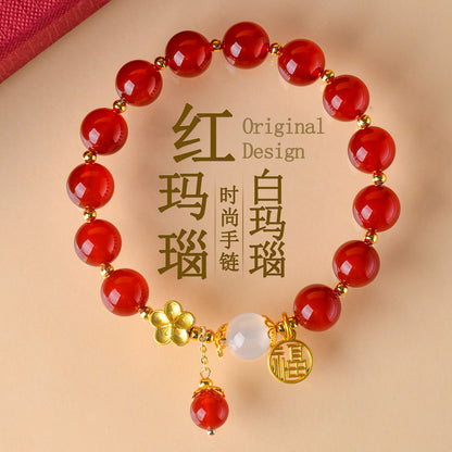 Natural Red Agate Zodiac Fortune Bracelet for Women - Lucky Stone Spiritual Enhancer