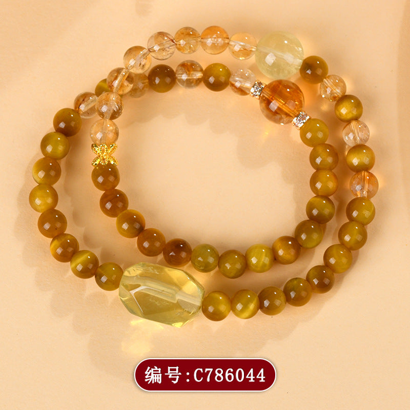 Golden Tiger Eye Double Circle Bracelet | Natural Crystal Protection & Wealth Attraction