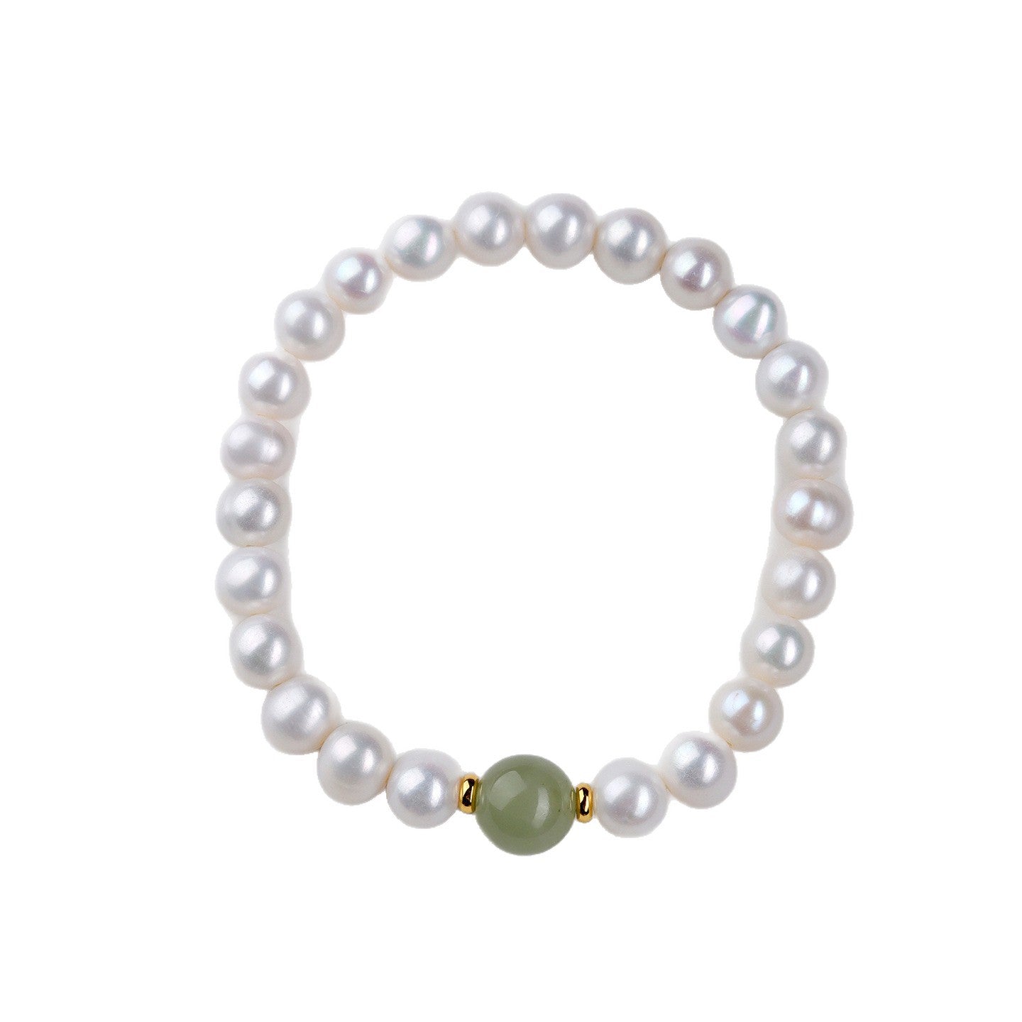 Natural Pearl & Hetian Jade Single Circle Bracelet | Elegant Light Luxury Women's Jewelry