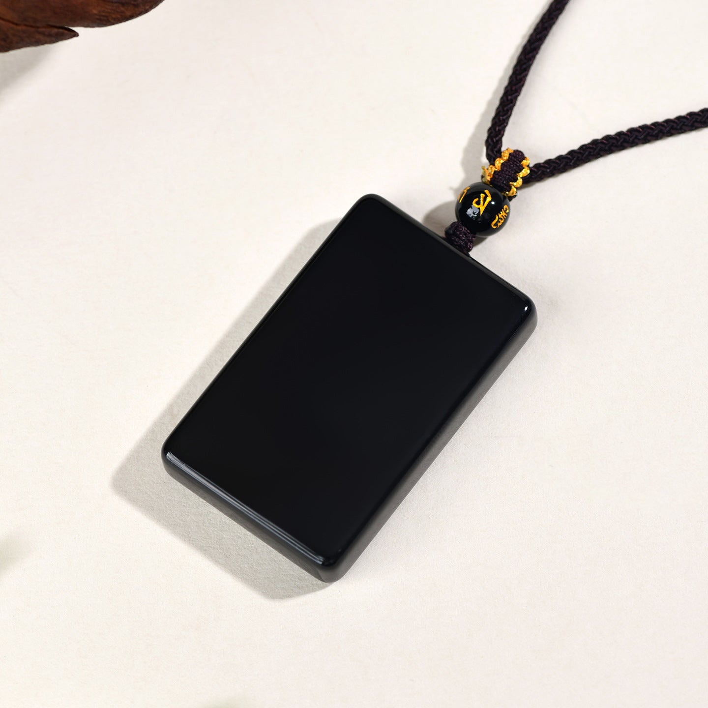 Natural Obsidian Square Pendant for Peace and Tranquility | Spiritual Protection Necklace