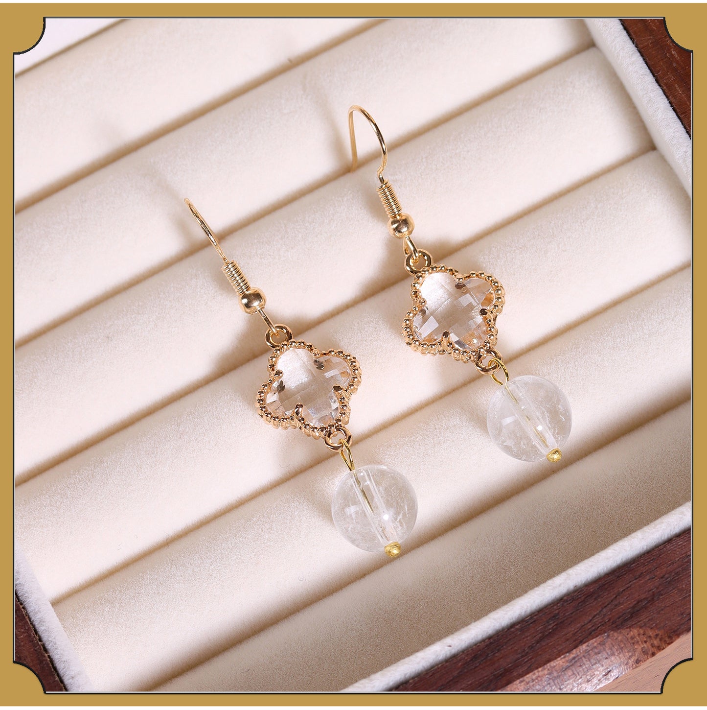 Natural Crystal Earrings | White Amethyst Yellow Tower Crystal Spiritual Energy Women's Jewelry