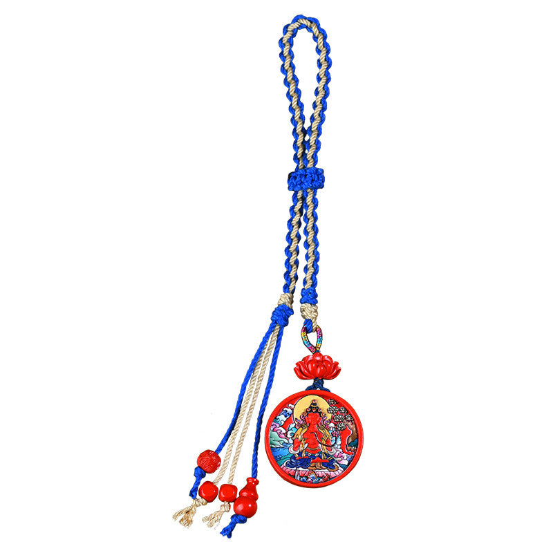 Twelve Zodiac Eight Guardians Cinnabar Thangka Pendant - Spiritual Protection Keychain Charm