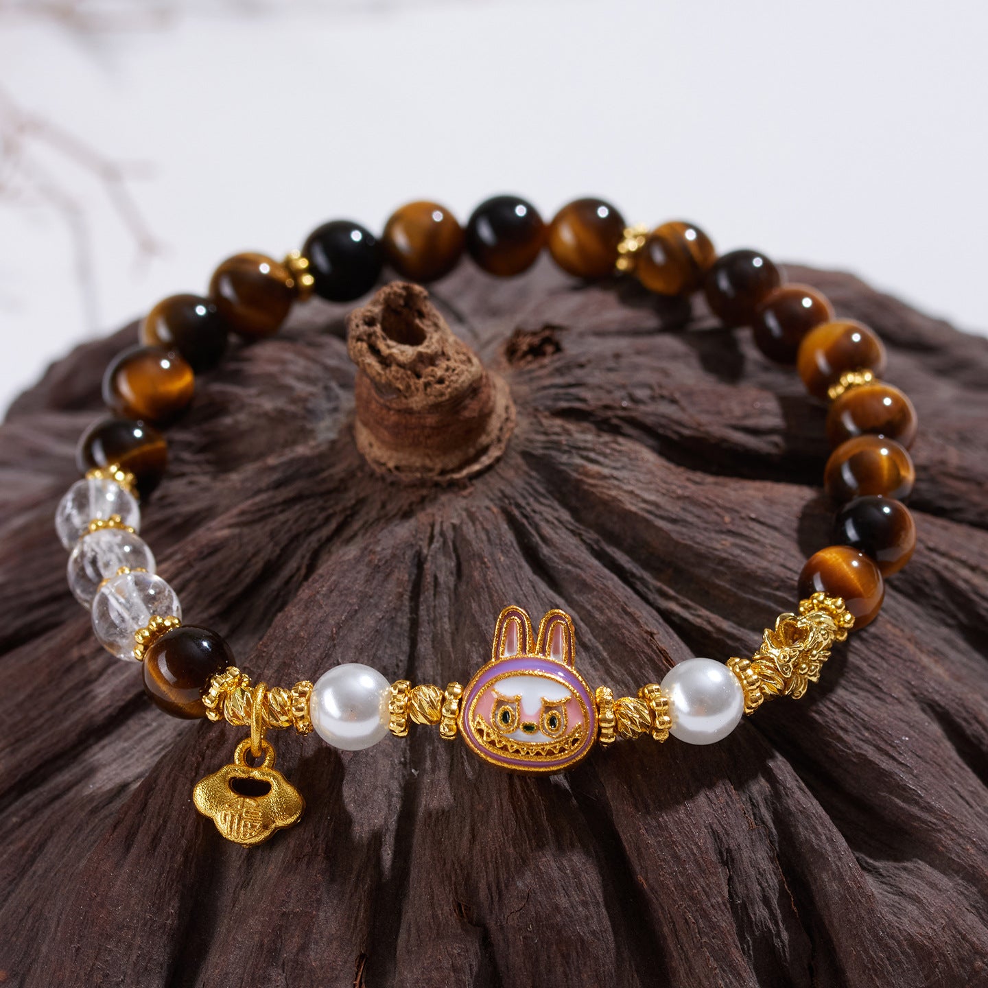 Natural Tiger Eye and White Crystal Energy Bracelet for Women - Harmony and Protection