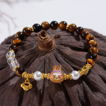 Natural Tiger Eye and White Crystal Energy Bracelet for Women - Harmony and Protection
