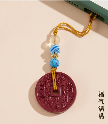 Natural Purple Gold Cinnabar Mountain Ghost Flower Money Pendant - Wealth & Protection Amulet