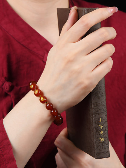 Twelve Zodiac Guardian Deities Agate Obsidian Bracelet - Three-in-One Spiritual Protection