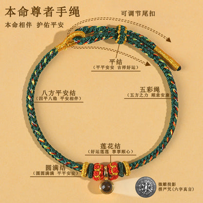 Eight Guardian Deities Zodiac Bracelet with Mantra Projection for Birth Year Protection